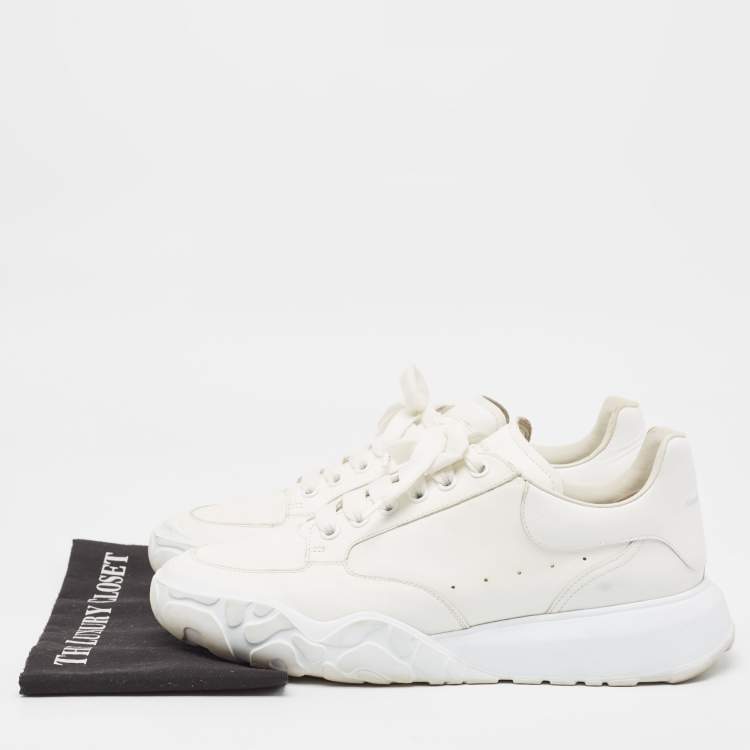 Pre Owned Alexander McQueen White  Leather Oversized Runner Sneakers Size 45