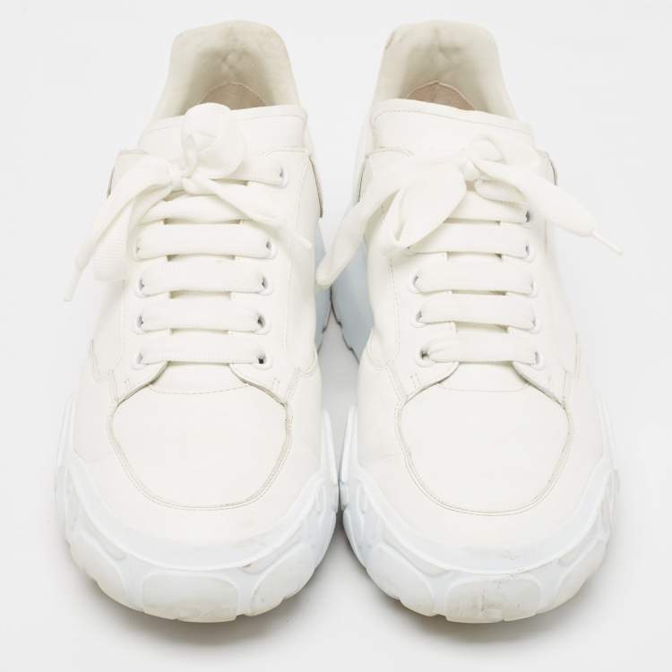 Pre Owned Alexander McQueen White  Leather Oversized Runner Sneakers Size 45