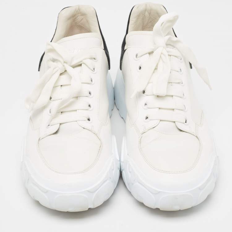 Pre Owned Alexander McQueen White/Black Leather Low Top Sneakers Size 45