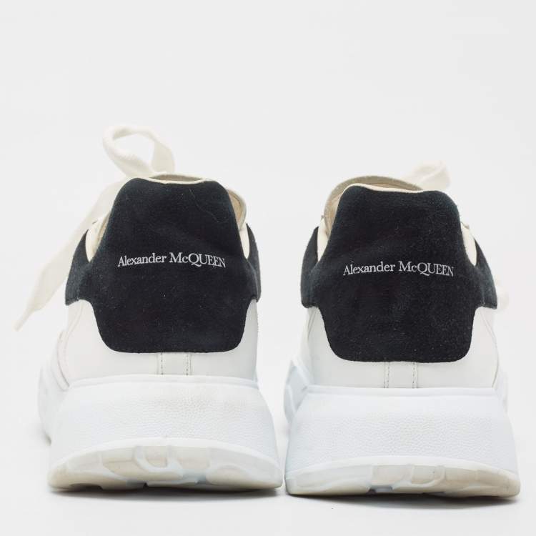 Pre Owned Alexander McQueen White/Black Leather Low Top Sneakers Size 45