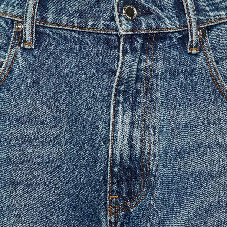 Pre Owned Alexander Wang Blue Denim Core Low Rise Wide Shorts M Waist 32"