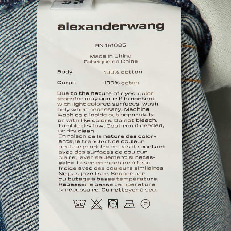 Pre Owned Alexander Wang Blue Denim Core Low Rise Wide Shorts M Waist 32"