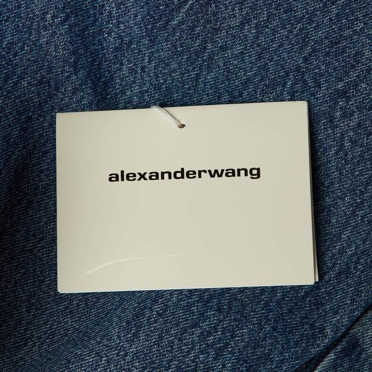 Pre Owned Alexander Wang Blue Denim Core Low Rise Wide Shorts M Waist 32"