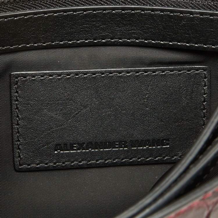 Pre Owned Alexander Wang Burgundy Croc Embossed Leather Prisma Envelope Clutch