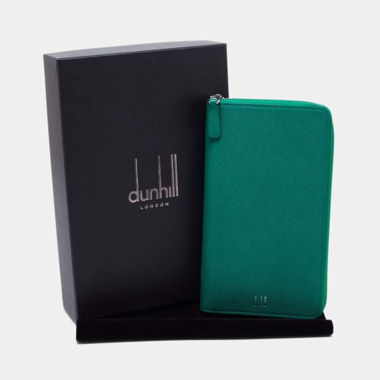 Pre Owned Alfred Dunhill Green Leather Zip Around Wallet
