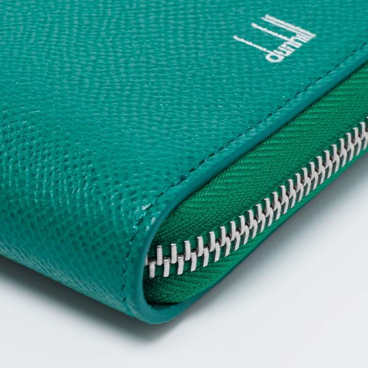 Pre Owned Alfred Dunhill Green Leather Zip Around Wallet