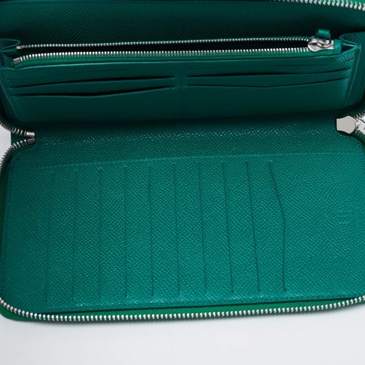 Pre Owned Alfred Dunhill Green Leather Zip Around Wallet