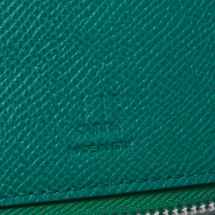 Pre Owned Alfred Dunhill Green Leather Zip Around Wallet