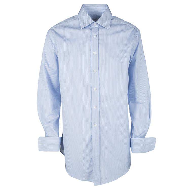 Alfred Dunhill Blue and White Striped Peter Business Shirt XL Alfred ...