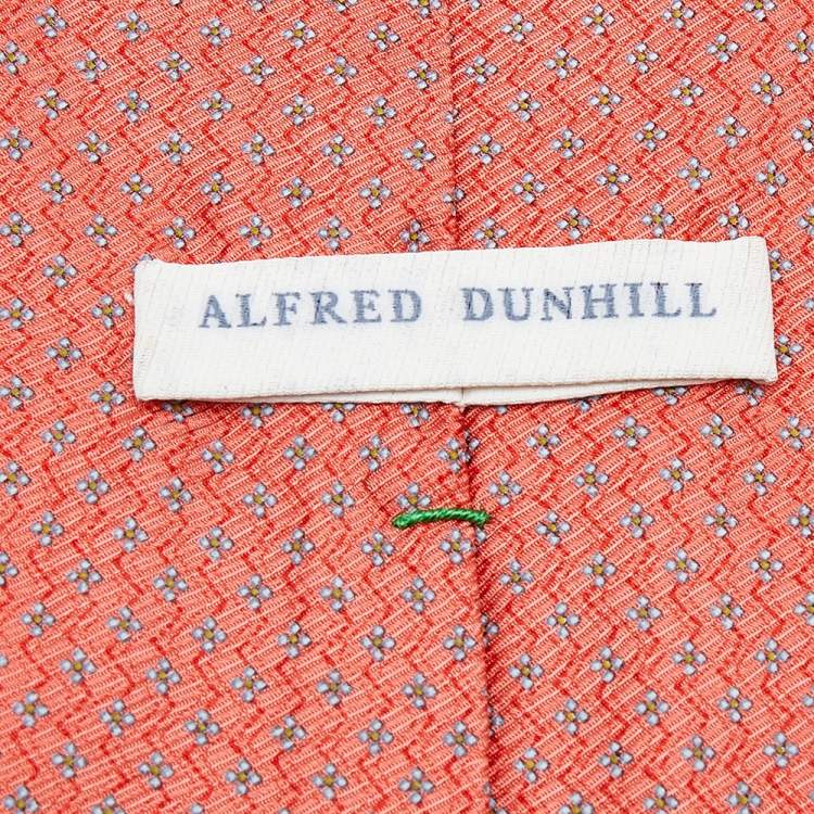 Pre Owned Alfred Dunhill Coral Floral Motif Silk Tie