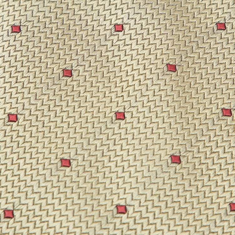 Pre Owned Alfred Dunhill Gold Chevron Jacquard Silk Tie