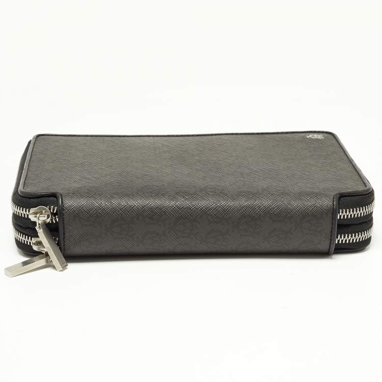 Pre Owned Dunhill Grey/Black Monogram Coated Canvas and Leather Travel Organizer