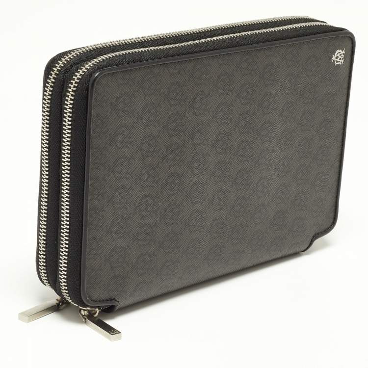 Pre Owned Dunhill Grey/Black Monogram Coated Canvas and Leather Travel Organizer
