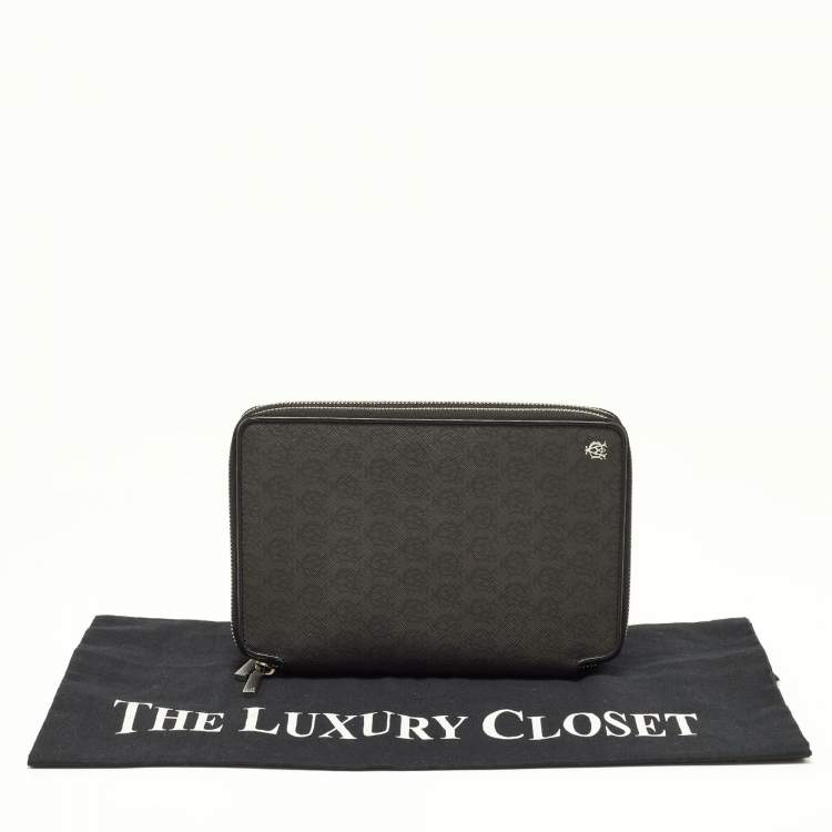 Pre Owned Dunhill Grey/Black Monogram Coated Canvas and Leather Travel Organizer