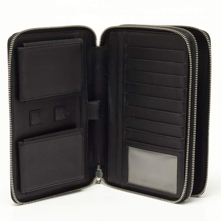 Pre Owned Dunhill Grey/Black Monogram Coated Canvas and Leather Travel Organizer