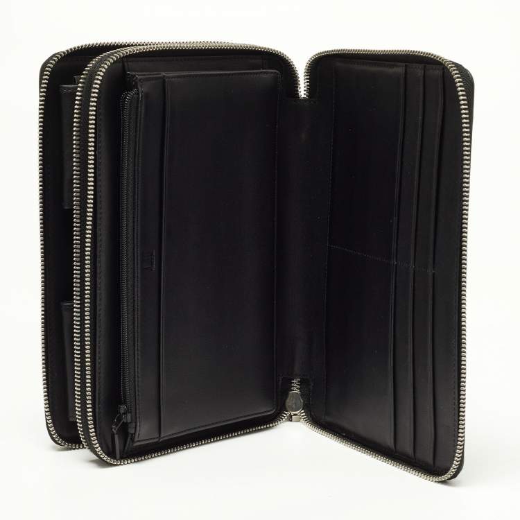 Pre Owned Dunhill Grey/Black Monogram Coated Canvas and Leather Travel Organizer