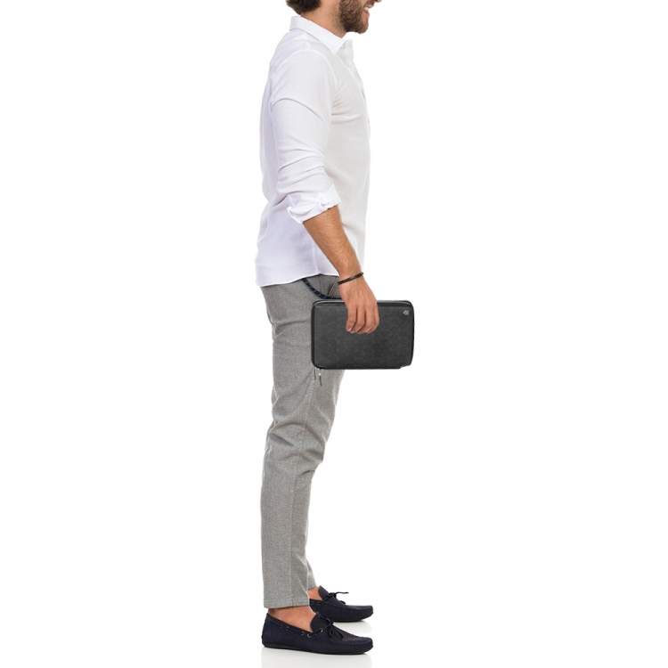 Pre Owned Dunhill Grey/Black Monogram Coated Canvas and Leather Travel Organizer