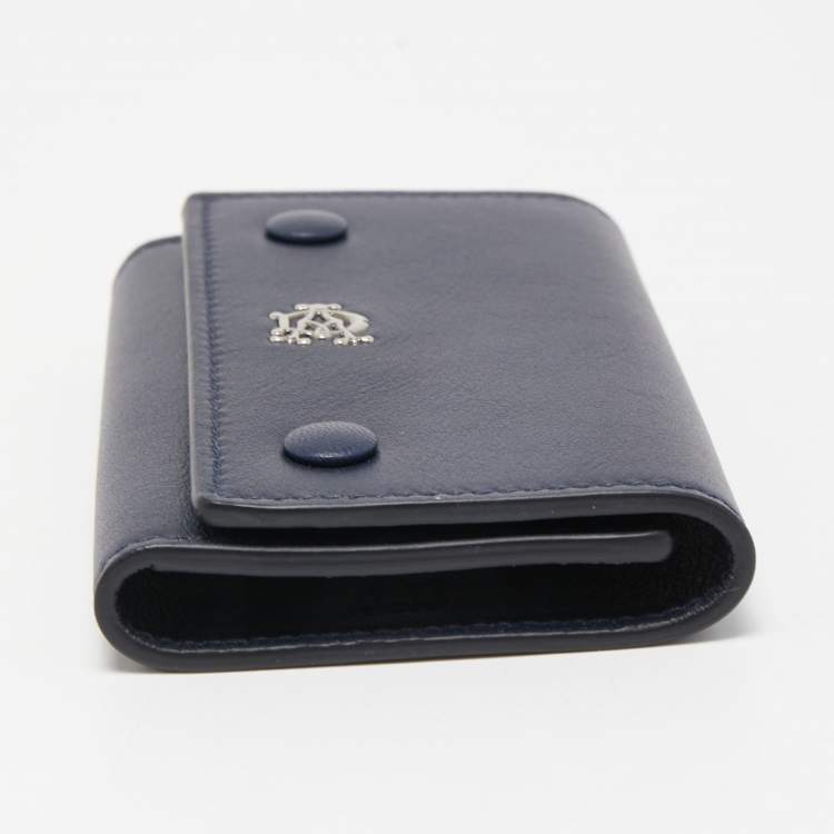 Pre Owned Dunhill Navy Blue Leather Logo Key Case