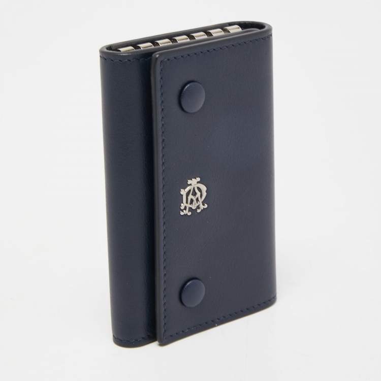 Pre Owned Dunhill Navy Blue Leather Logo Key Case