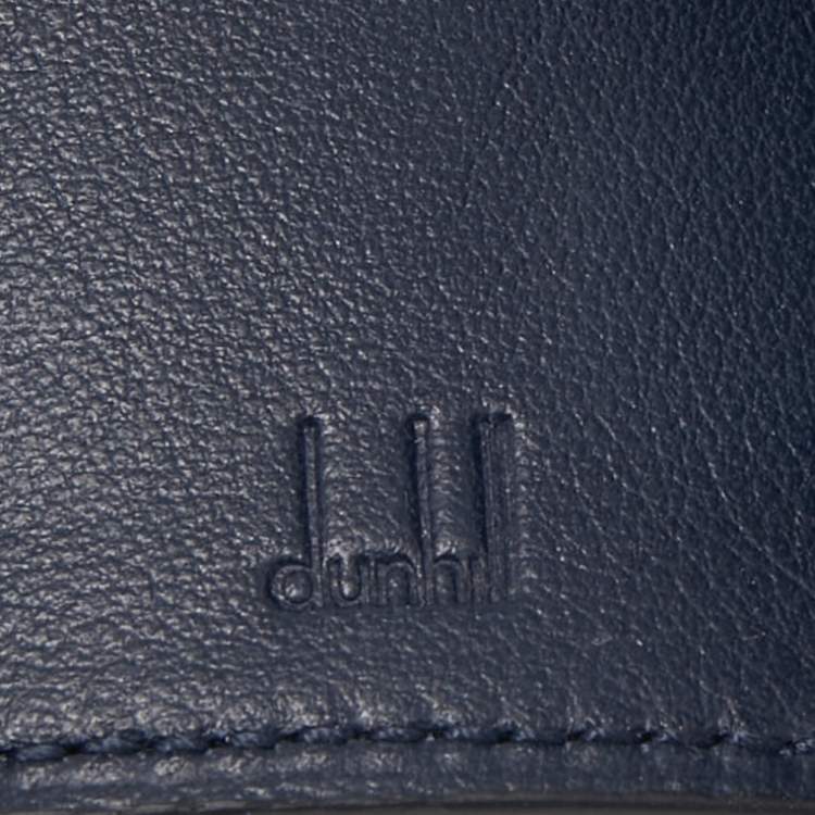 Pre Owned Dunhill Navy Blue Leather Logo Key Case