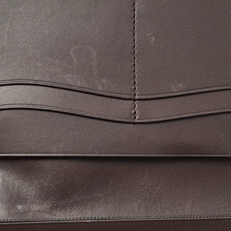 Pre Owned Alfred Dunhill Navy Blue Leather Long Bifold Wallet 