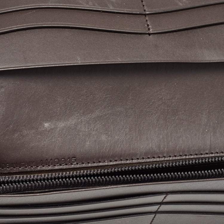 Pre Owned Alfred Dunhill Navy Blue Leather Long Bifold Wallet 
