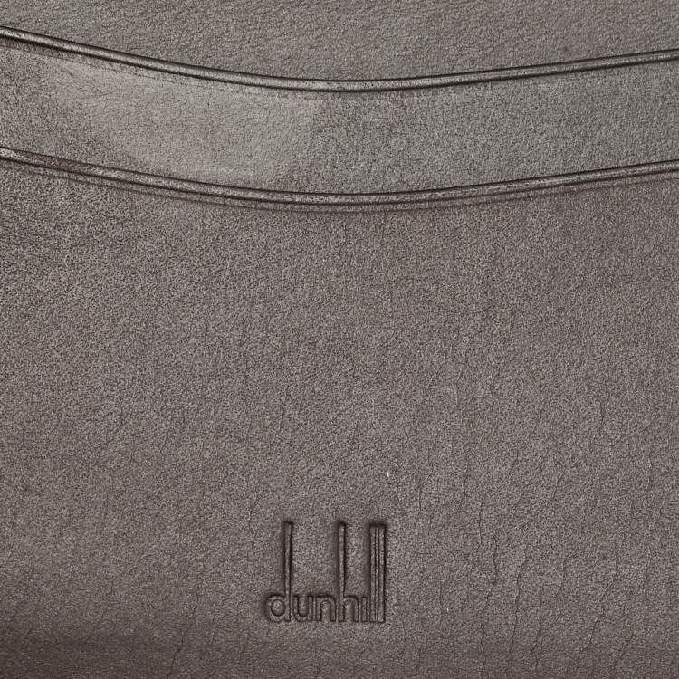 Pre Owned Alfred Dunhill Navy Blue Leather Long Bifold Wallet 
