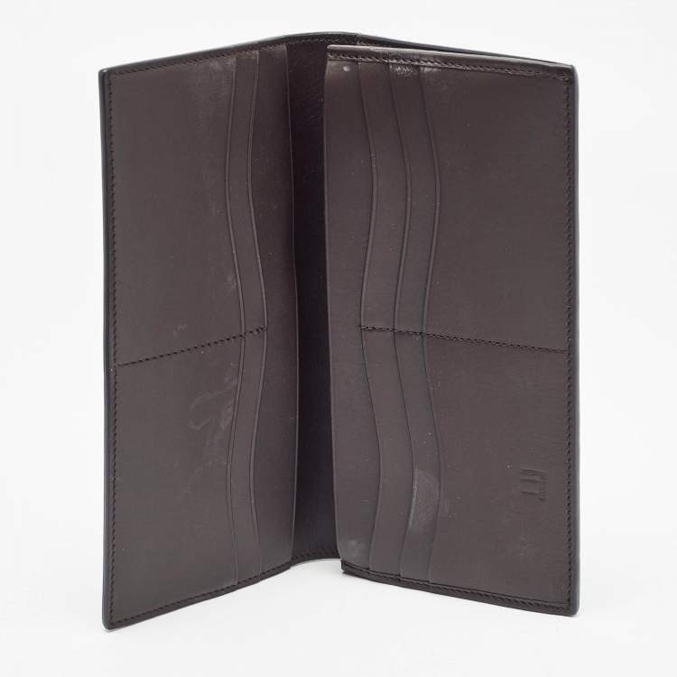 Pre Owned Alfred Dunhill Navy Blue Leather Long Bifold Wallet 