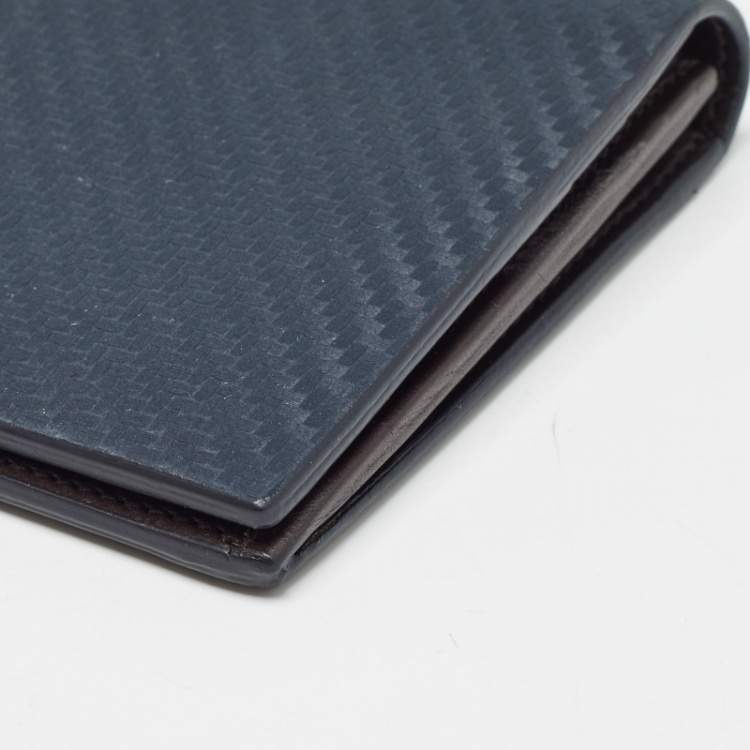 Pre Owned Alfred Dunhill Navy Blue Leather Long Bifold Wallet 