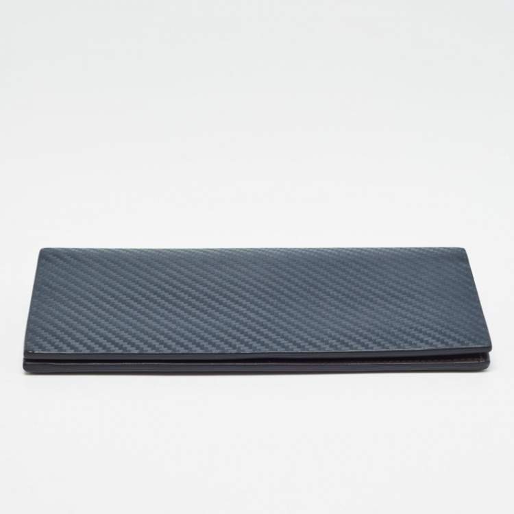 Pre Owned Alfred Dunhill Navy Blue Leather Long Bifold Wallet 