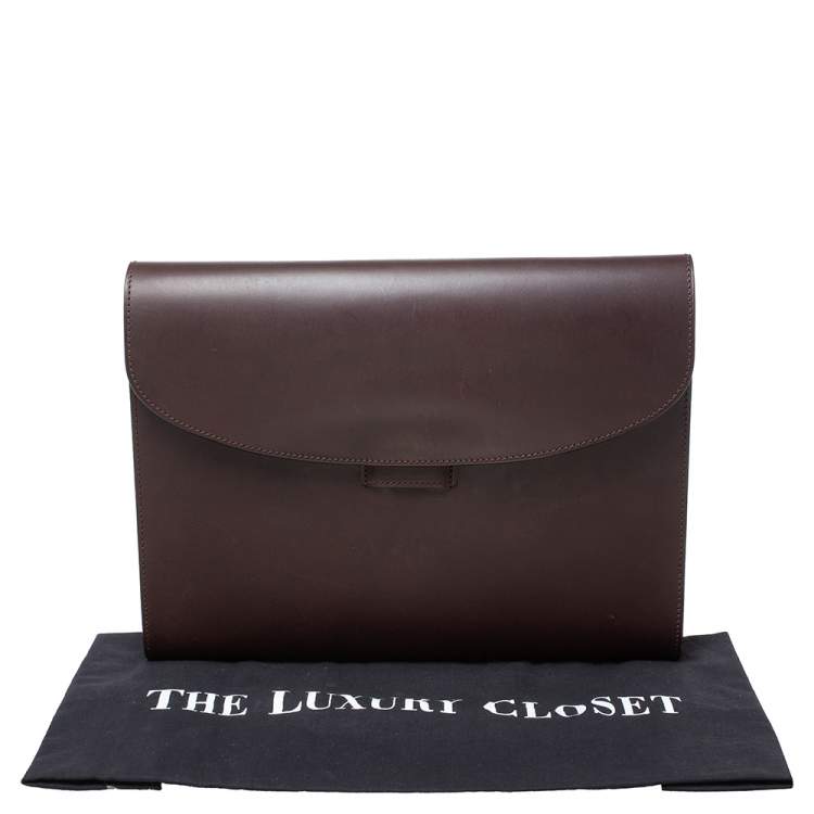 Pre Owned Alfred Dunhill Dark Brown Leather Flap Document Case