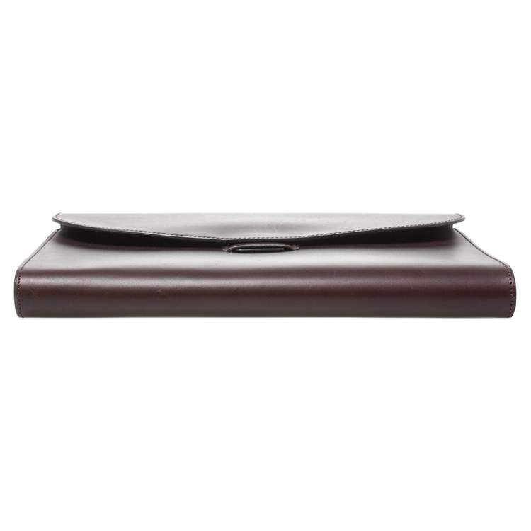 Pre Owned Alfred Dunhill Dark Brown Leather Flap Document Case
