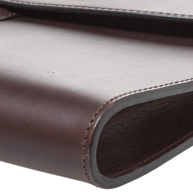 Pre Owned Alfred Dunhill Dark Brown Leather Flap Document Case