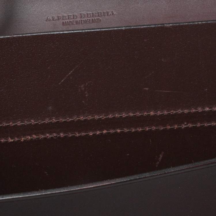 Pre Owned Alfred Dunhill Dark Brown Leather Flap Document Case