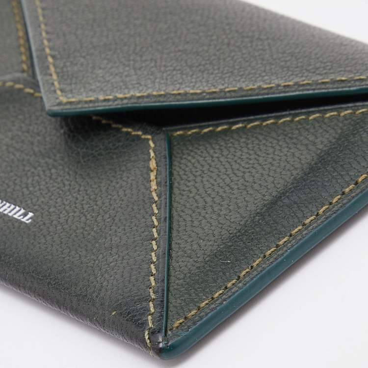 Pre Owned Alfred Dunhill Green Leather Flap Card Case