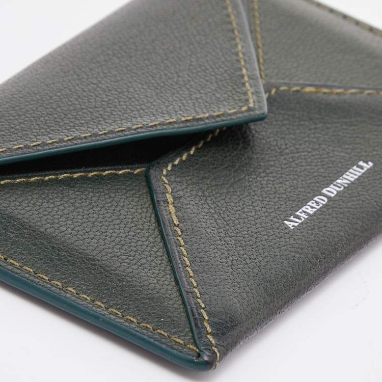 Pre Owned Alfred Dunhill Green Leather Flap Card Case