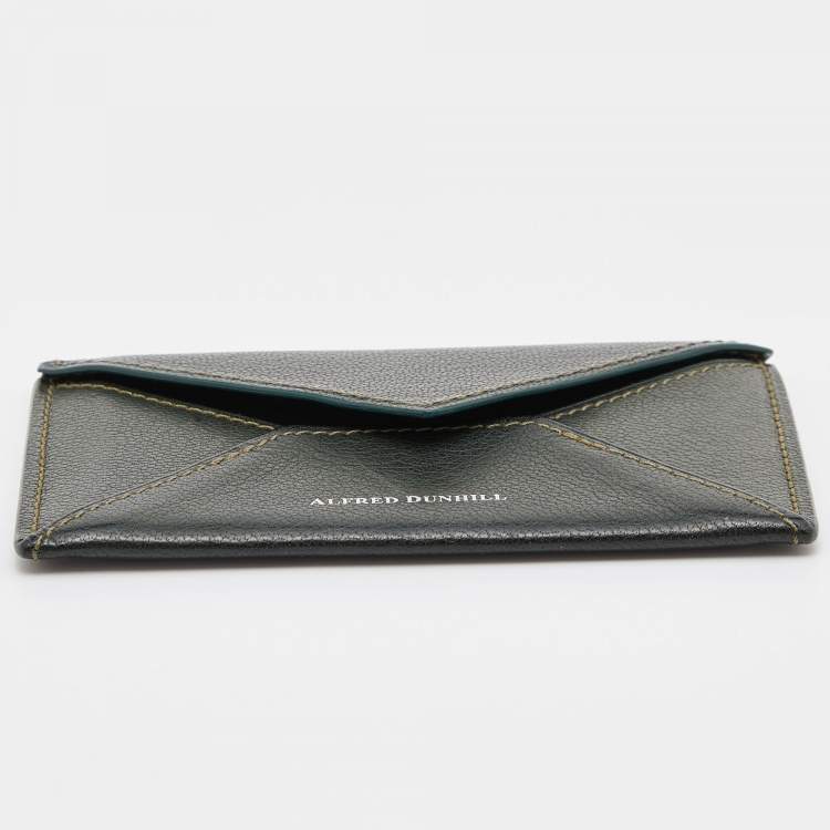 Pre Owned Alfred Dunhill Green Leather Flap Card Case