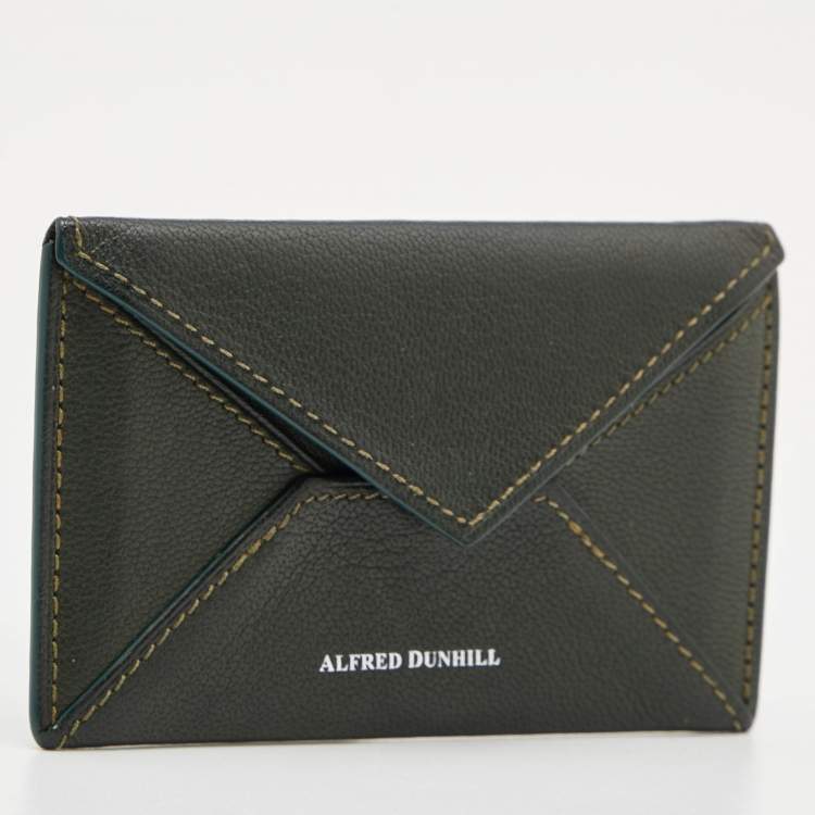 Pre Owned Alfred Dunhill Green Leather Flap Card Case
