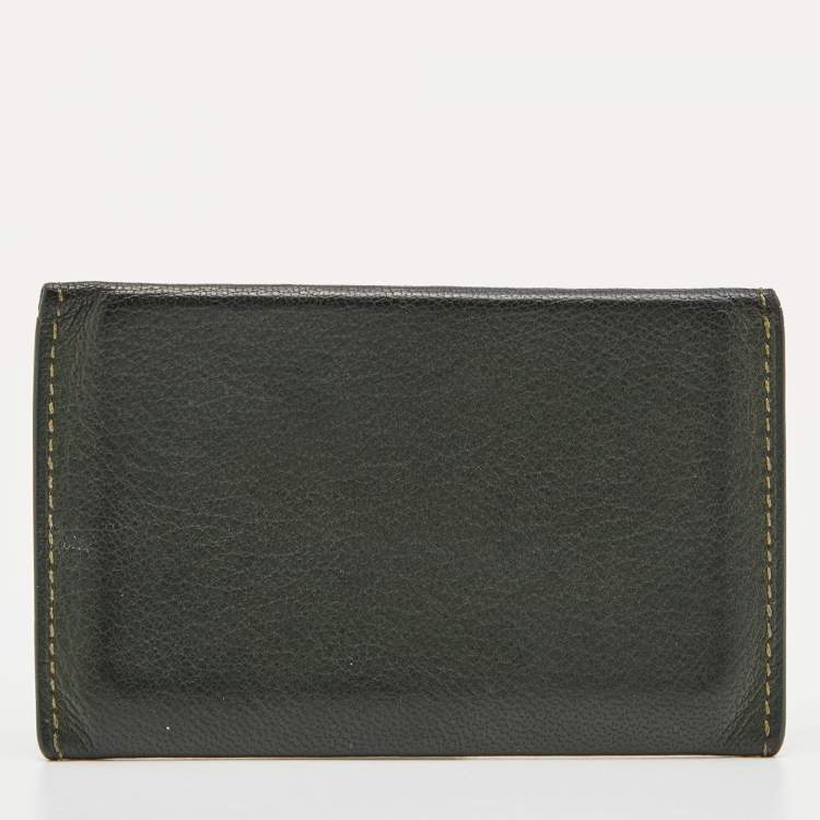 Pre Owned Alfred Dunhill Green Leather Flap Card Case