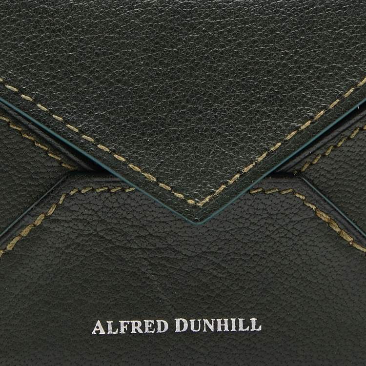 Pre Owned Alfred Dunhill Green Leather Flap Card Case