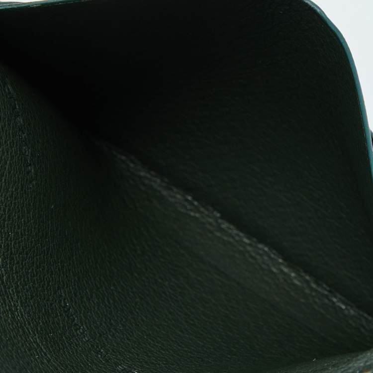 Pre Owned Alfred Dunhill Green Leather Flap Card Case