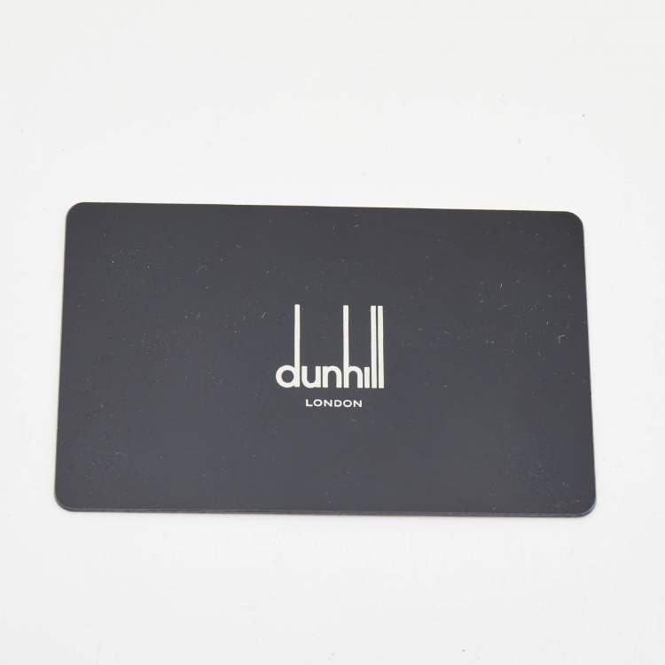 Pre Owned Alfred Dunhill Navy Blue Leather Logo Bifold Card Case