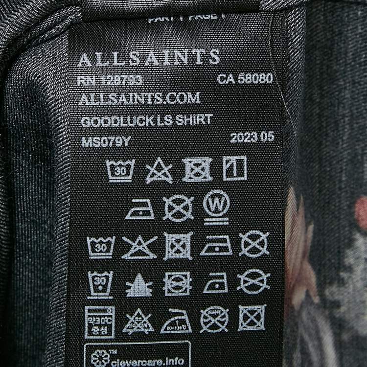 Pre Owned All Saints Black Floral Print Crepe Goodluck LS Shirt S