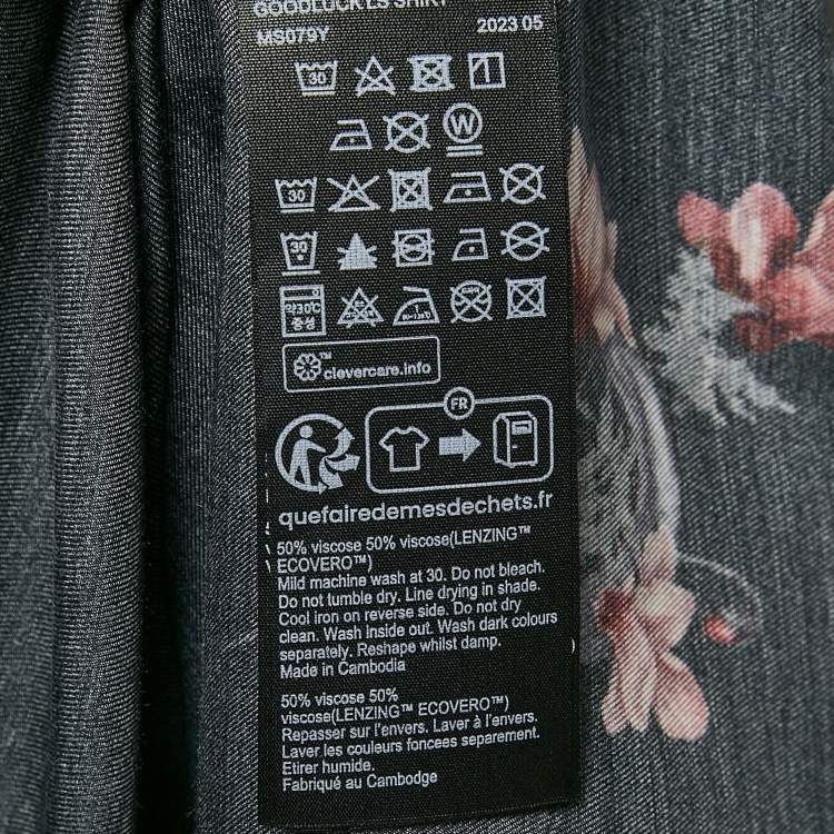 Pre Owned All Saints Black Floral Print Crepe Goodluck LS Shirt S