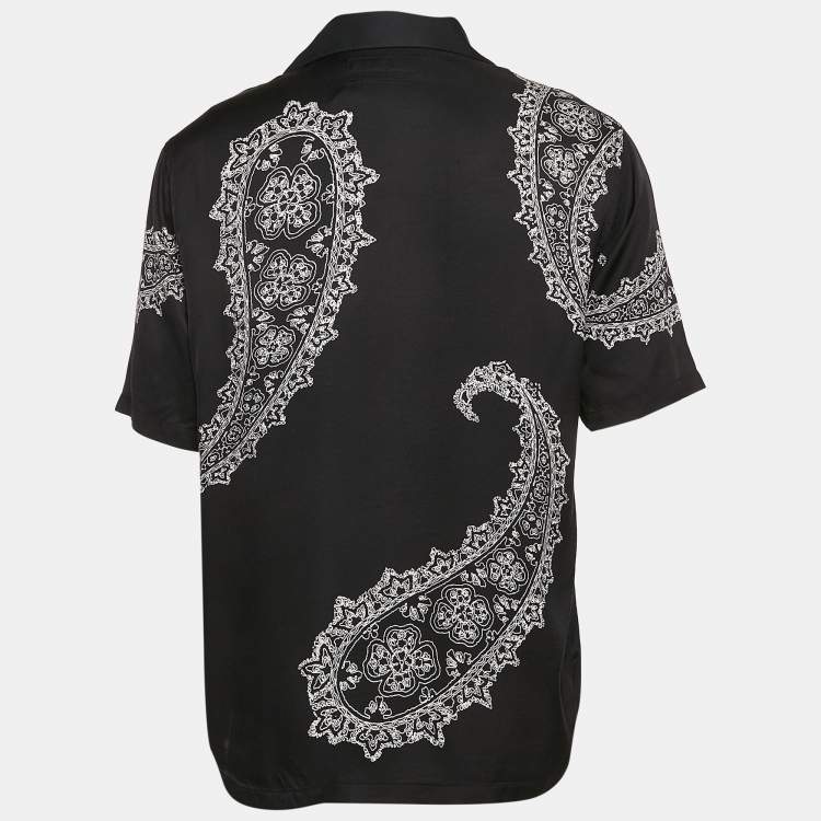 Pre Owned All Saints Black Paisley Print Crepe Short Sleeve Shirt S