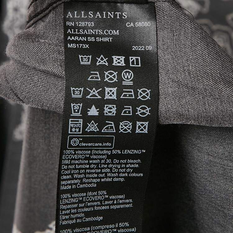 Pre Owned All Saints Black Paisley Print Crepe Short Sleeve Shirt S