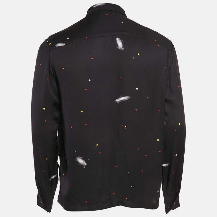 Pre Owned All Saints Black Galaxy Print Crepe Long Sleeve Shirt XS