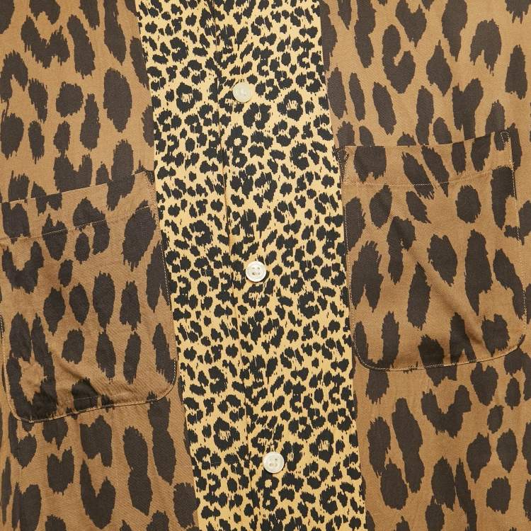 Pre Owned All Saints Brown Leopard Print Button Front Oversized Shirt XXL