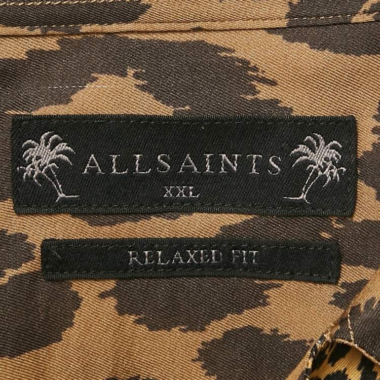 Pre Owned All Saints Brown Leopard Print Button Front Oversized Shirt XXL