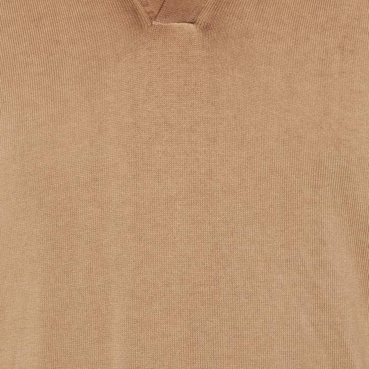 Pre Owned Altea Brown Two Toned Knit Polo T-Shirt L 